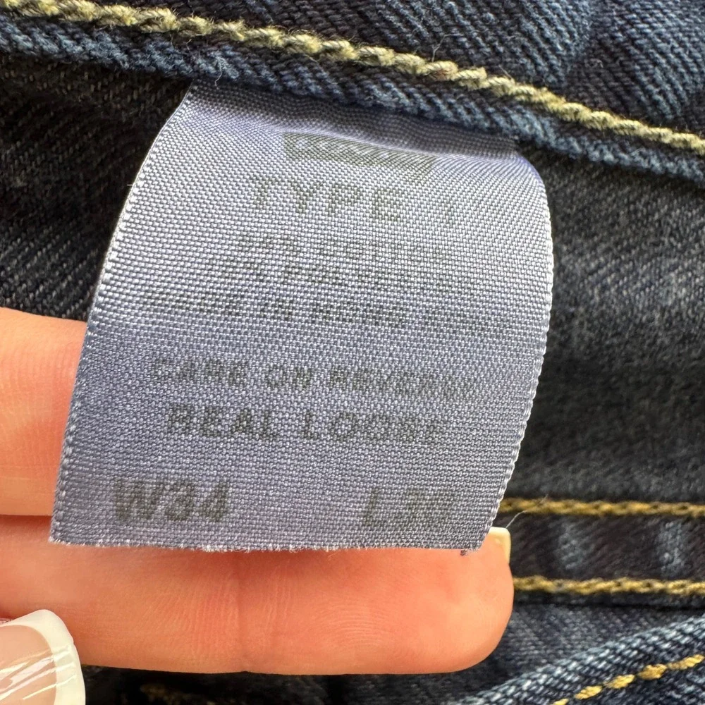 Levis Type 1 Real Loose‎ Jeans Mens 34x30 Dark Wash Baggy Wide Leg Denim Vintage